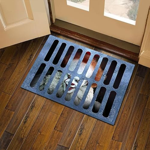 YZMXIY Halloween 3D Door Mat Clown Outdoor Mat 40 * 60cm Halloween Scary Halloween Floor Mat Decoration Non Slip Door Mat Carpet Bathroom Floor Rugs for Home Bedroom Kitchen (C)