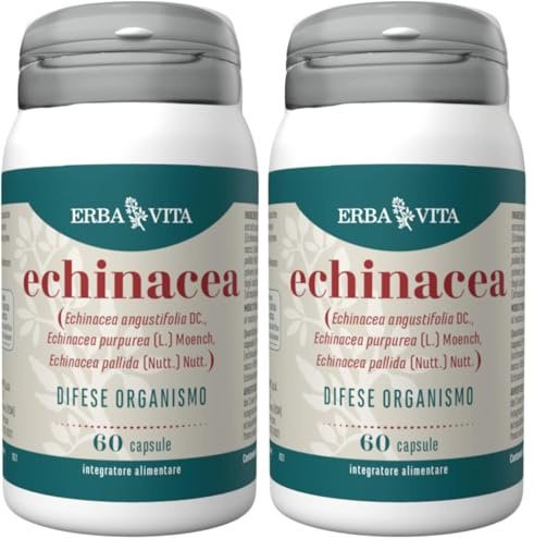 ERBA VITA Integratore Alimentare di Echinacea - 60 Capsule - Utile a rinforzare le naturali difese dell'organismo (Confezione da 2)