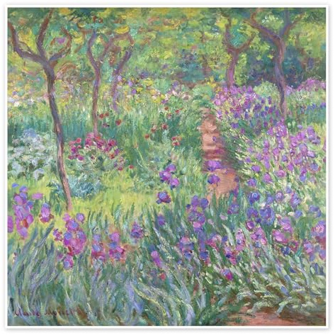 Posterlounge Irisbeet in Monets Garten, 1900 Poster | 100 x 100 cm von Claude Monet Grün Wandbilder Wanddeko