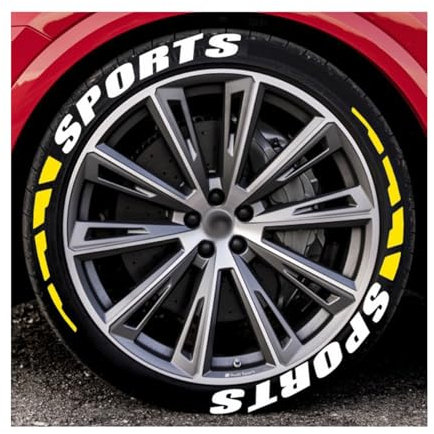 Adunsiaoto 8 Stück 3D Buchstaben Aufkleber für Reifen, Auto Reifen Felge Dekoration, Autoreifen Dekorationsaufkleber, 3D Aufkleber Decals Für Autoreifen Autoräder, Auto Dekoratives Zubehör(Gelb)