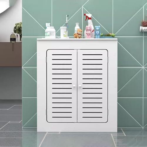 BAYTEWJX Cache Radiateur Storage Rack,Étagères de Radiateur,Universel Cache Radiateur,Creux et Respirant,avec 2 Portes et Lattes de Grille Verticales Modernes,pour Salon ou Chambre à Coucher.