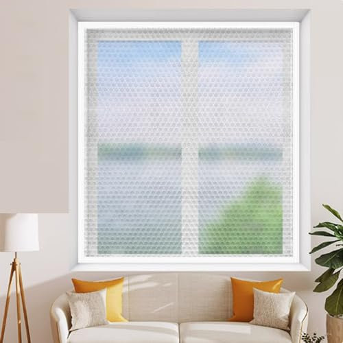Fenster Isolierfolie Kälteschutz Thermo Cover durchscheinende Wärmeschutzvorhang Winddichte Staubdichte Fensterisolierung für den Winter Doppelt Verdickt Luftpolsterfolie 60x80cm