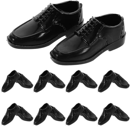 Toyvian Schwarze Miniatur-Herrenschuhe 1:6 Maßstab Puppenschuhe 10 Stück Für Puppenhausspiele Mikro-Landschaftsdekorationen Und DIY Puppenzubehör