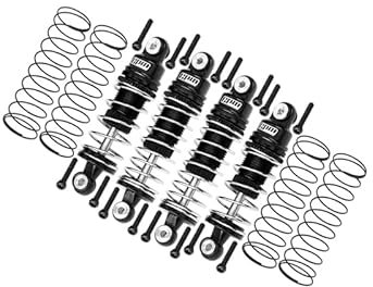 GPM Racing Aluminium 6061 Alloy Front (32mm) & Rear (36mm) Shock Set for LOSI 1/24 Micro-B 2WD Buggy RTR-LOS00007 Upgrade Parts - Black