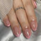 Short Oval Stick on Nails - 24pcs Pink Glitter Edge French Tip False Nails - Press on Nails with Rhinestones Removable Glue-on Nail Full Cover Fake Nail Women Girls