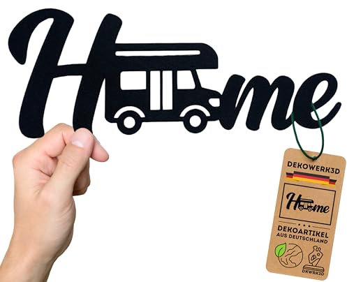Home Schriftzug - Wohnmobil Deko Innen Aufkleber - Womo Zubehör - Camper Dekoration - Camping Wand Schild - Wohnmobilausstattung - Wohnwagen Wandsticker aus Kunststoff
