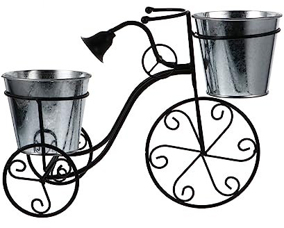 Happyyami Bike Plant Stand Bike Planter Iron Art Floor Flowerpot Rack Vintage Bicycle Shape Garden Decoration Black Outdoor Pot Holder