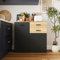 PREMTURE Küchenschrank, 2-türig, 1-Schublade, 5-Fach-Küchenschrank, Multifunktionsschrank, Sideboard, Schrank, Küche, Wohnzimmer, Diele, 90 x 45 x 85 cm, MDF, schwarz