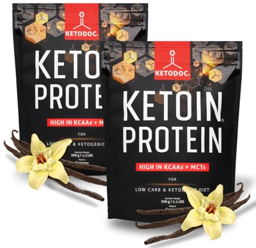 KETOIN Vanille 2 Stück - Das Eiweiß für Keto - ketogenes Proteinkonzentrat für Ketose - Proteinshake für verschiedene Diäten und als Ergänzung zum Sport - mit KCAA & MCT