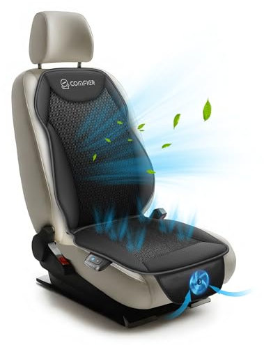 COMFIER Cooling Car Seat Covers Front Seats, Black 12V Cooling Car Seat Cushions, Front Seat Covers for Cars SUV Universal