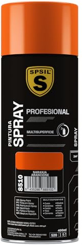 SPSIL Pintura Spray Naranja Brillo 400ml - Spray para uso Profesional y Doméstico en múltiples superficies - Alta Adherencia y Cobertura - Secado Rápido