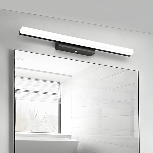 LED Spiegelleuchte Badezimmer Spiegellampe 8W 800LM 40CM Kaltweiß 6000K Badezimmer Lampe IP44 230V spiegelleuchte bad Wandleuchte Badlampe wand,Kein Flimmern Badleuchte (Schwarz Kaltweiß 6000K)