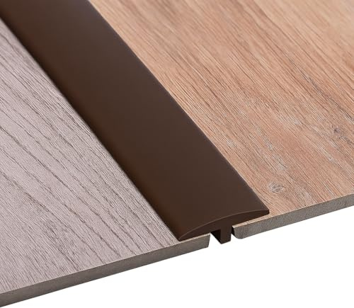 Übergangsprofil selbstklebend, T Profil 5 x 100 cm, Flexible PVC Übergangsleiste Boden für alle Bodenarten, zuschneidbar & wasserfest (Dunkelbraun, 1 M)