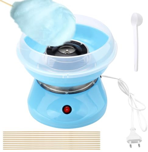 DAWRIS Zuckerwattemaschine Kinder Blau Cotton Candy Machine Zuckerwattemaschinen Zuckerwatte Maschine Set mit 10 Stäbchen und 1 Messlöffel Zuckerwattenmaschiene für Zuhause Kindergeburtstag Party