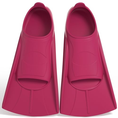 Palmes de Natation en Silicone, Palmes Natation Piscine, Coupe Douce et Confortable, pour Enfants et Adultes, Palmes Courtes