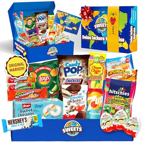 Amerikanische Süßigkeiten Box mit Süßigkeiten aus aller Welt - Geschenk für Männer, Frauen & Kinder - USA Süßigkeiten Candy Box - Geschenkidee