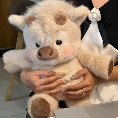 Xiyocadt Kuh Kuscheltier, Kuscheltiere Plüschtier Highland Cow Stofftier Plüschtiere Hochlandrind Plushie Spielzeug Geschenk für Junge Mädchen (Licht Braun,60CM)