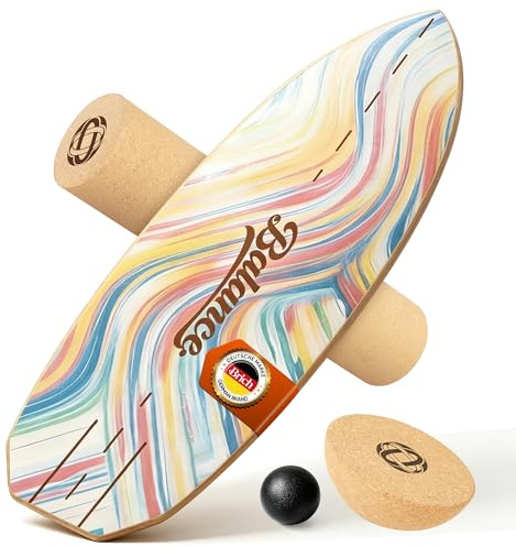 BRICH Balance Board Erwachsene mit Kork Halbkugel & Anti-Rutsch-Oberfläche – Professionelles Balance Board für Fitness, Rehabilitation und Home-Training inklusive Rolle, Balance Ball