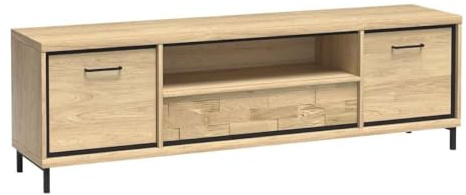 Masseno TV-Schrank Syndra 181 cm Fernsehschrank mit 2 Türen TV-Lowboard für Wohnzimmer Modern 181x41x47,5 cm Eichefarben