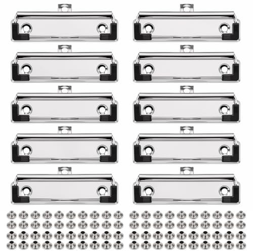 Kkluno 10 Stück Klemmbrett Clips mit Gummigriff Metal Montierbare Clips | Federbelastete Foldback Klammern Robust Bügel-Klemmer für A4 A3 A5 Ordner Mappe Hartfaserplatten Büro Schule Bastelprojekte