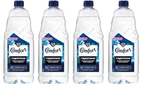 Comfort Ironing Water 1L – Fabric Freshener for Steam Irons, Prevents Limescale Build-Up, Long-Lasting Fresh Fragrance, Ready-to-Use Iron Water for Clothes, Suitable for Most Steam Irons (4 Pack)