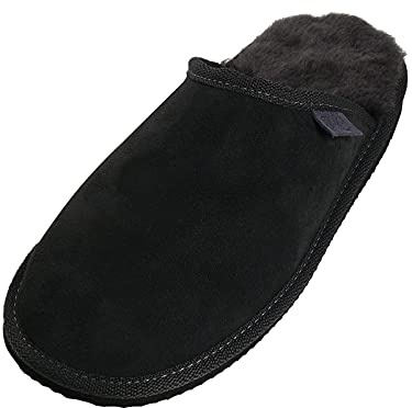 Harrys-Collection Extra Dicke Lammfell Pantoffeln für Herren Flache Form