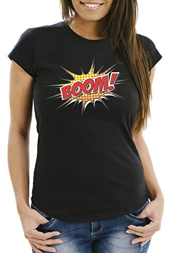 MoonWorks Damen T-Shirt Comic Boom Slim Fit