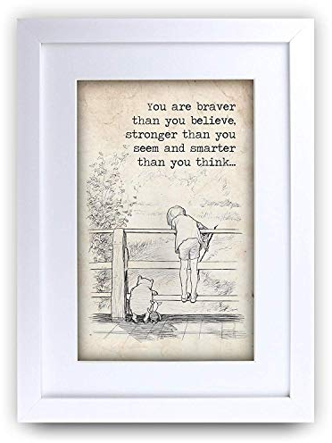HWC Trading FR Winnie Puuh-Druck für Kinderzimmer, A4, gerahmt, Braver, A4