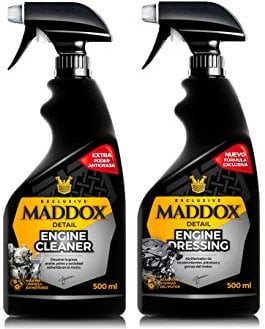 Maddox Detail - Limpia Motores e Hidratador de Plásticos para Coche | Set Limpieza de Coche para limpiar y cuidar tu motor | Hidratador de Gomas para Coche | Limpia Motor | Engine Care Kit 2x500ml