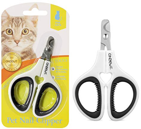OneCut Pet Nail Clippers, Update Version Cat & Kitten Claw Nail Clippers for Trimming, Professional Pet Nail Clippers Best for a Cat, Puppy, Kitten & Small Dog (Black)