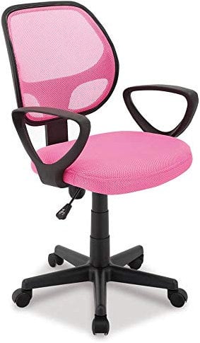 ACAZA Chaise de Bureau Enfant Roulante, Siège à roulettes avec Hauteur réglable pour Fille, Ado, Enfant ou Étudiant, Rose