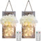 Glighone Wall Decor 2PCS Mason Jars Lights, Home Decor Rustic Wall Hanging Decoration Wall Sconces, 8 Modes & Timer & Remote Control Hanging Battery Powered LED Fairy Light with Artificial Flower