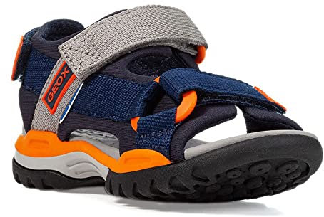 Geox Garçon J Borealis Boy A Sandales, Navy/Orange, 28 EU