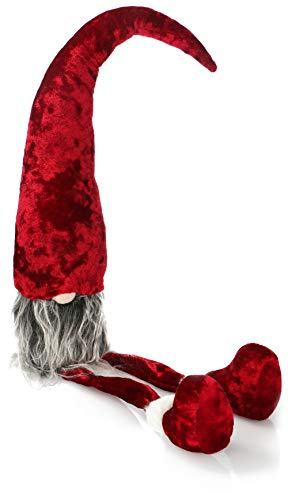 com-four® Premium Kantenhocker - große Wichtel in XXL für die Weihnachtsdeko, Handmade winterliche Figur als Dekoartikel für Fensterbank und Kamin - Sammlerfiguren