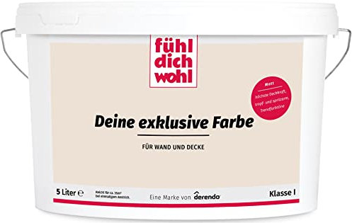 Fühl Dich Wohl Deine Farbe beige, matte Wandfarbe beige, hohe Deckkraft, verschiedene Beigetöne zur Auswahl (5L, Perlbeige)