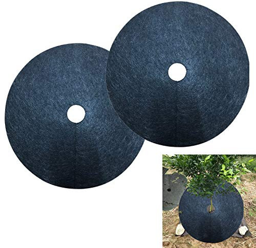 PovKeever 4 x Mulch-Ring-Baumschutzmatte Vlies-Baumschutzmatte Unkrautvlies Bodenbedeckung Membran für Garten Outdoor Unkraut Tuch