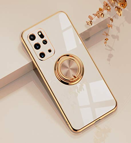EYZUTAK Hülle für Samsung S20 Plus Case, Glänzend Weiche Silikon TPU Slim Case mit 360 Grad Ring Ständer Bumper Stoßfest Schutzhülle Fingerhalter Magnetische Autohalterung Cover - Rosa