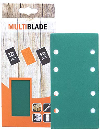 Multiblade Professioneller Klett Schleifblatt 185x93mm, 10 Stück, Korn 400, 8 Löcher, für Holz und Metall, Profesioneller Qualität, Für Schwingschleifer