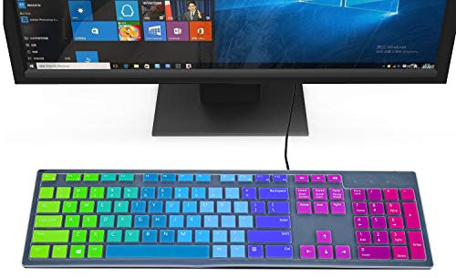 Farbige Tastaturabdeckung, kompatibel mit Dell KM636 KB216 kabelgebundenen Tastaturen und Dell Optiplex 5250 3050 3240 5460 7450 7050 & Dell Inspiron AIO 3475/3670/3477 All-in-One Desktop (Regenbogen)