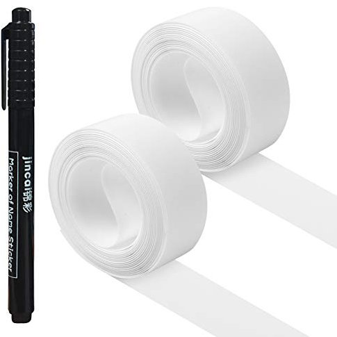 LIHAO 2 Rolls Iron on Name Labels 1.6cm x 7m Name Tapes School Name Stickers Clothing Name Labels Tags for School Children (14m Total)