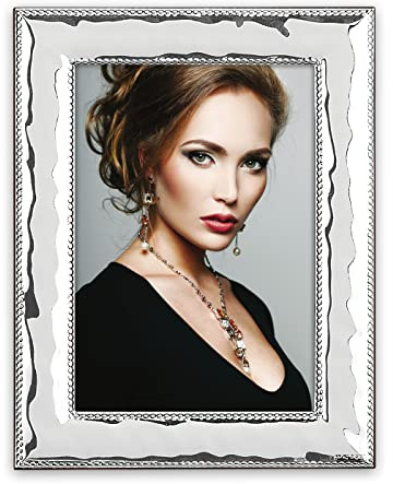 Cornice LARINO da Tavolo in Silver Plated per foto 13x18, Posizionabile Orizzontalmente. Placcata Argento. Made in Italy