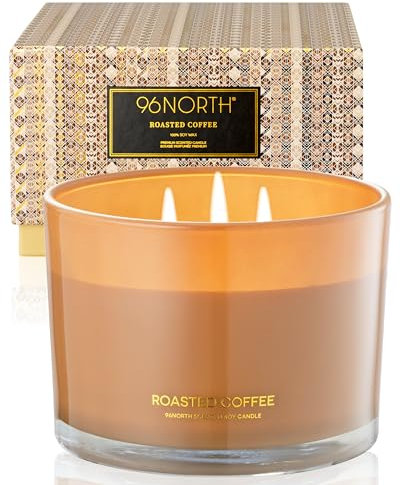 96NORTH Luxury Coffee Soy Candle | Large 3 Wick Jar Candle | Up to 50 Hours Burning Time | 100% Natural Soy Wax | Relaxing Aromatherapy Aesthetic Candle