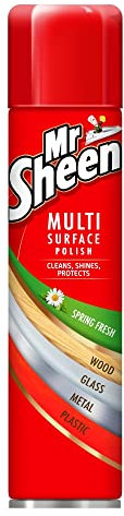 Mr Sheen Multi Surface Polish Spray, For Use on Wood, Plastic, Glass and Metal, Scent: Spring Fresh, 250ml, Pack of 1