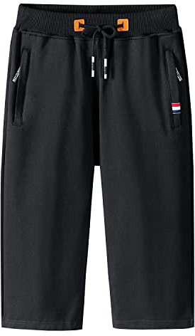 KTWOLEN Herren Sport Jogginghose Sommer Outdoor Kurze Hose Baumwolle Jogging Hose Capri Hosen Leicht Fitness Trainingshose Atmungsaktiv Sommer Shorts