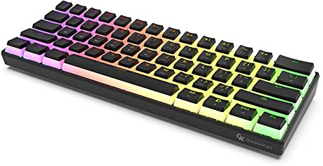 GK GAMAKAY MK61 Wired Mechanical Keyboard Gateron Optical Switch Pudding Keycaps Waterproof RGB 61 Keys Programmable Hot Swappable Gaming Keyboard New Version (New- Yellow Switch V2, Black)