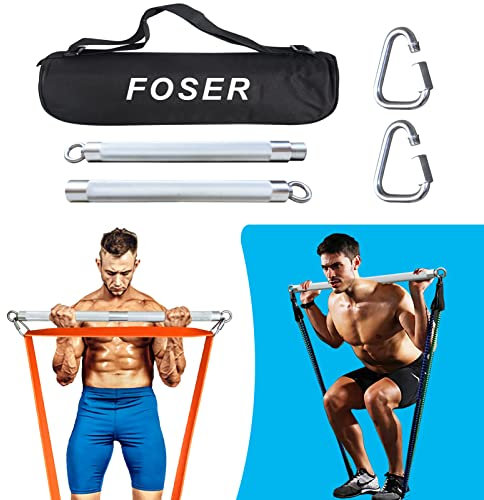 FOSER Widerstandsbänder Stange, Krafttrainingsstange Tragbare Abnehmbare Fitnessbänder Stange, Verwendet für Krafttraining, Muskeltraining, Aerobic (90cm-Abnehmbar-Silber)