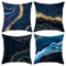 HOSTECCO Blaue und goldene Dekokissenbezüge, 4 Stück, marineblau, abstrakt, quadratisch, dekorative Kissenbezüge für Sofa, Couch, Zuhause, 45 x 45 cm