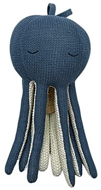 Premium Spieluhr - Otto der Oktopus mit „Die Gedanken sind frei“ Melodie - ideale Einschlafhilfe für Babys - nachhaltige Spieluhr aus Baumwolle - geniales Geschenk zur Geburt, Taufe oder Babyparty