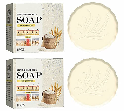 Anshka Rice Water Shampoo Soap,Unscented Solid Rice Water Shampoo Soap,for Hair Growth Moisturizing,Anti Hair Loss&Repair Dry Damaged Hair,Deep Cleaning Nourishing Healthier Hair (2pcs)
