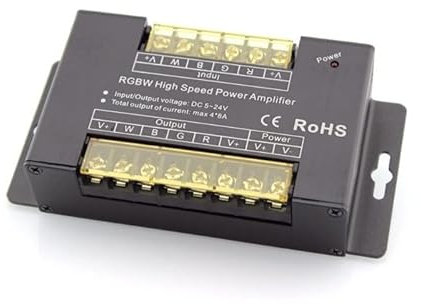 YULED LED Repeater RP-48AP RGBW, 4x 8A, 5-24VDC - Hochwertiger LED-Verstärker für RGBW-Beleuchtungssysteme, maximale Stromstärke von 8A pro Kanal